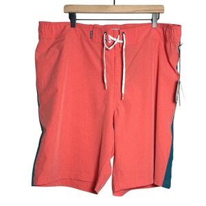 Ocean‎ + Coast NEW Mens Board Shorts XXL Orange Coral Teal Stretch Beach